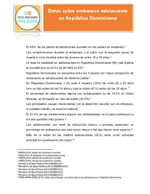 Datos sobre embarazo adolescente en República Dominicana