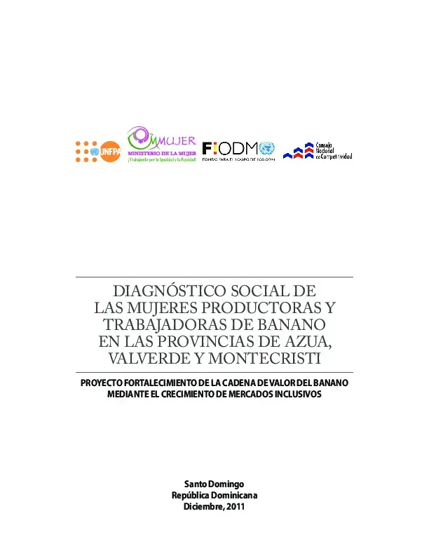 Diagnóstico Social de las Mujeres Productoras y Trabajadoras de Banano en Azua, Valverde y Montecristi