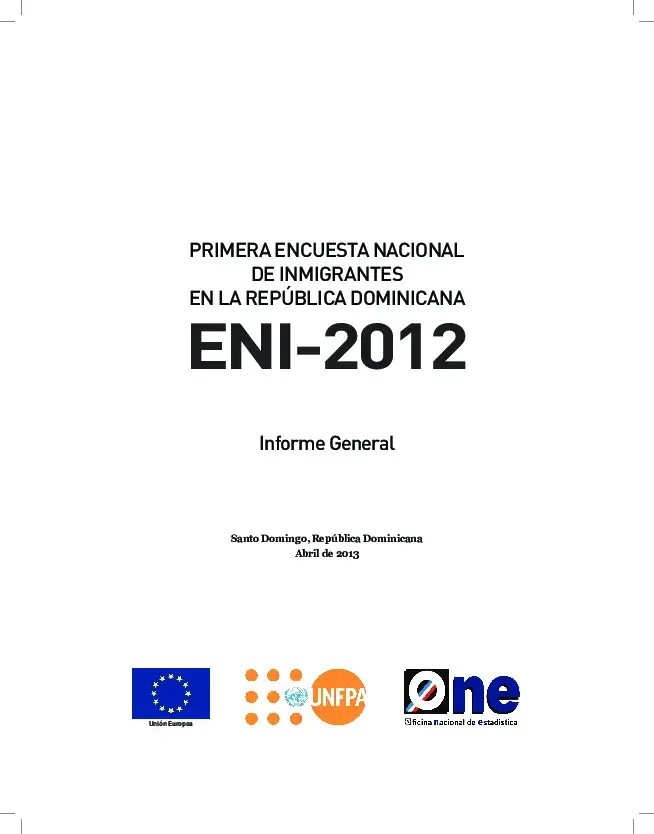 Informe General de la Primera Encuesta Nacional de Inmigrantes