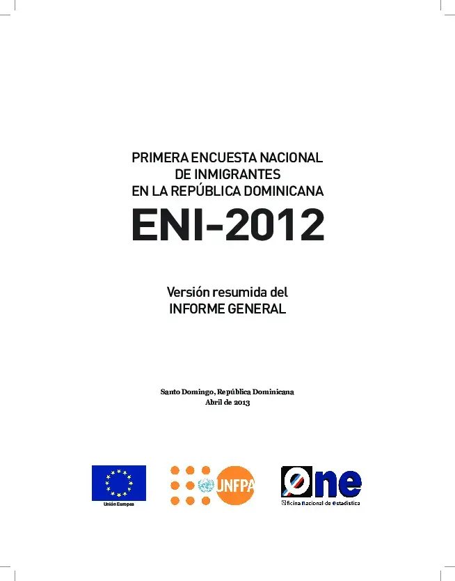 Primera Encuesta Nacional de Inmigrantes en la República Dominicana