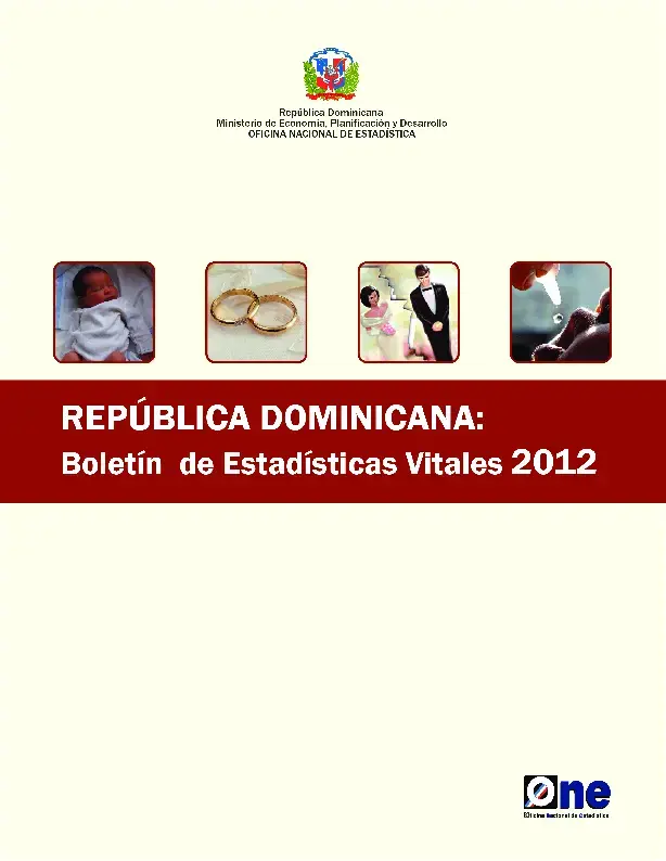 Boletín de Estadisticas Vitales 2012, República Dominicana