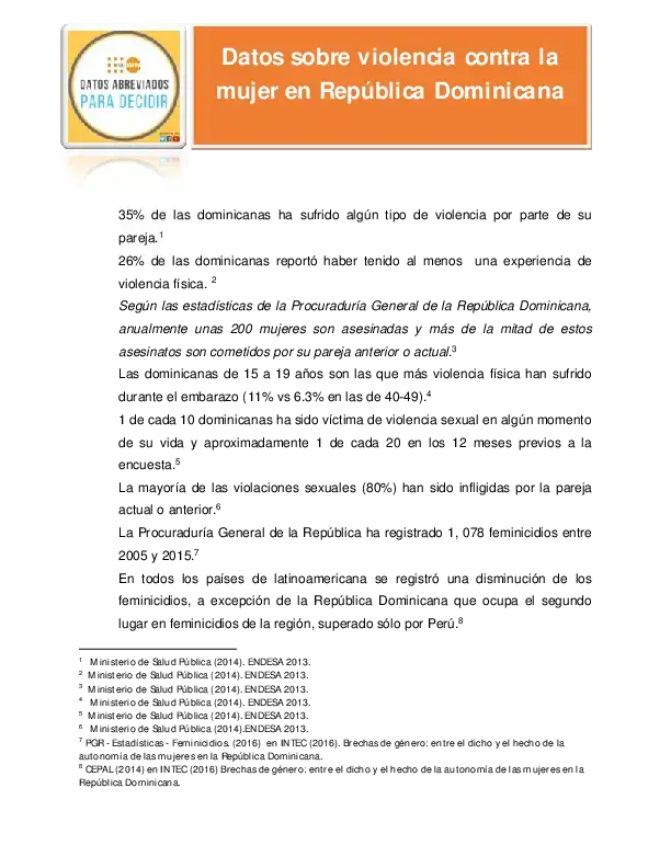 Datos sobre violencia contra la mujer en República Dominicana